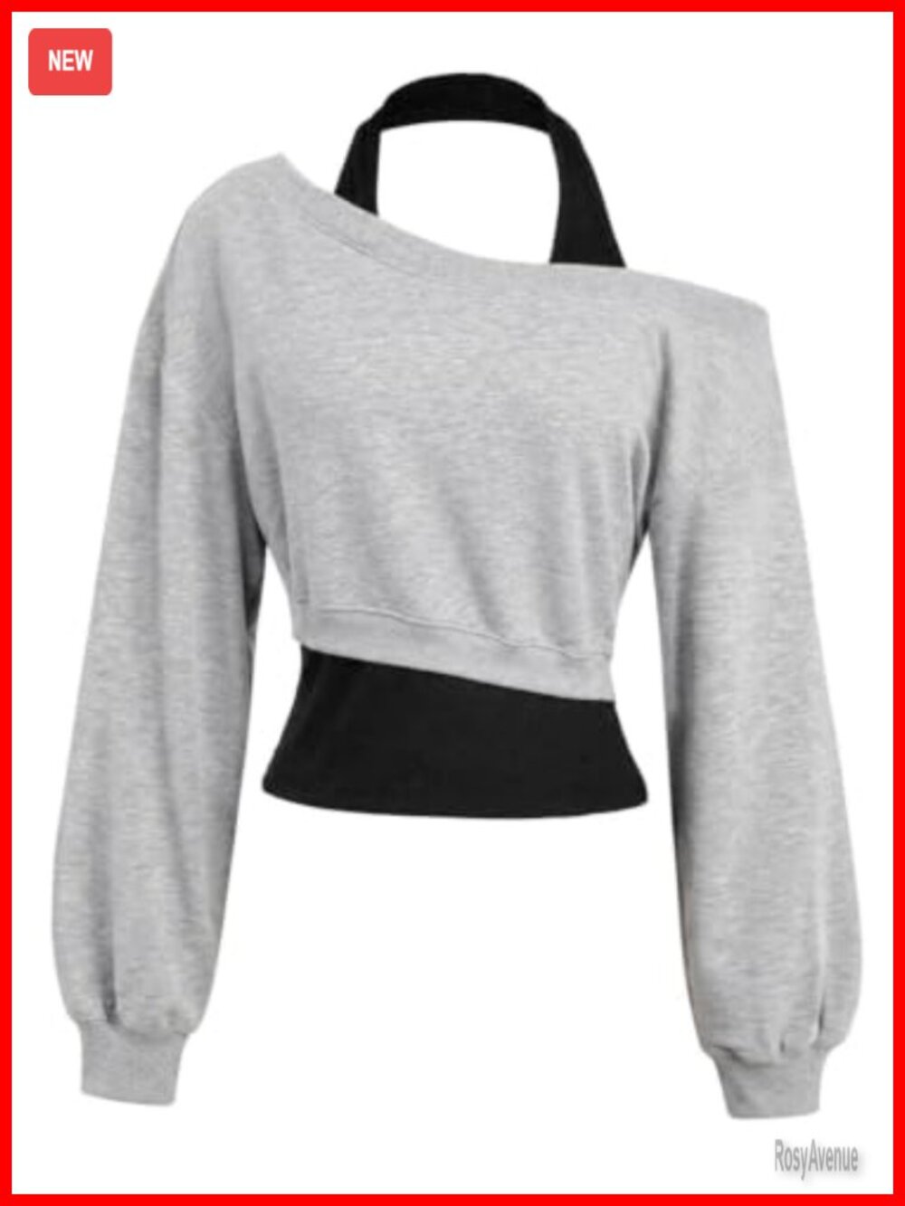 Off Shoulder Crop Sweatshirt Halter Neck Long Sleeve Casual Y2K Top